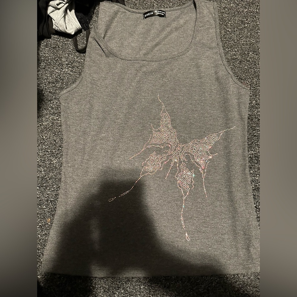 Grey shirt from shein with butterfly , size large